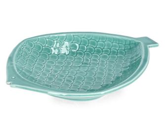Set 6 modrih porcelanastih pladnjev Fish 22,7x18,3x3 cm