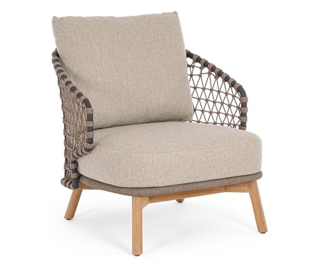 Eularia Wooden Armchair with Fabric, 77.5x89.5x81 cm