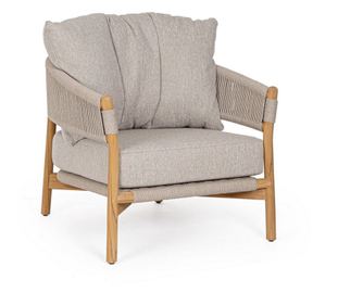 Természetes fa fotel taupe textil Garita 79,5x87x87 cm