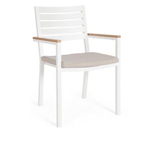 4 darabos Henna fehér alumínium és bézs szövet kerti szék szett 55x56x86,5 cm