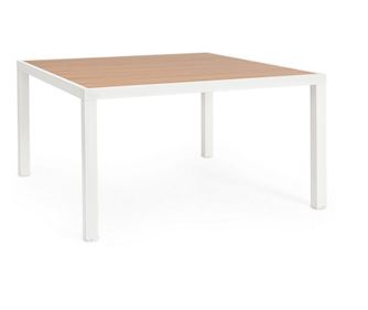 Biało-brązowy stół aluminiowy Hilija 136x136x75 cm