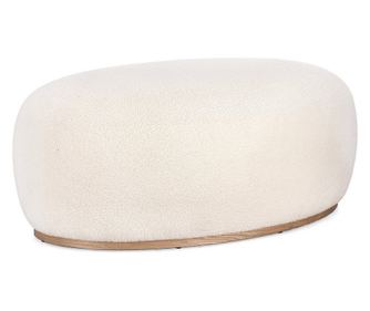 Bílý taburet Blerina z MDF a látky, 88x54x36 cm