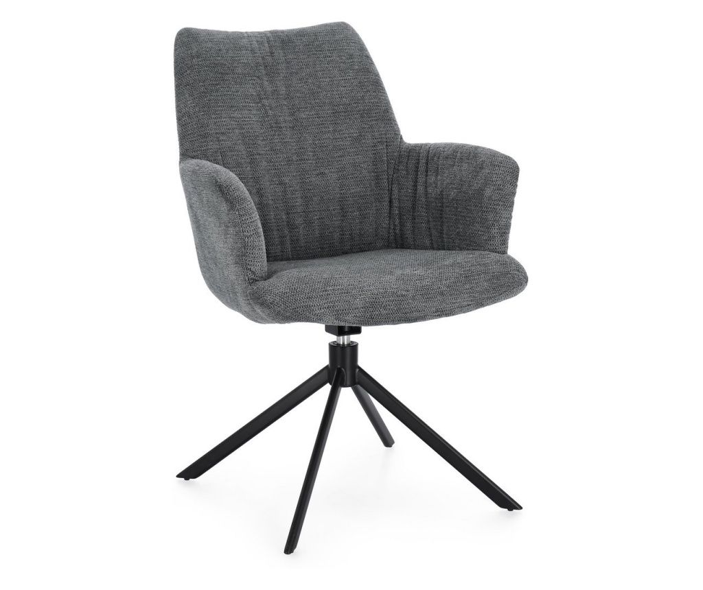 Set od 2 naslonjača Alexander od crnog čelika i sive tkanine, 62x64x92 cm