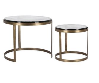 Set 2 mizic Zayla, zlata in črna, kovina in steklo, 38x35 cm; 54x42 cm