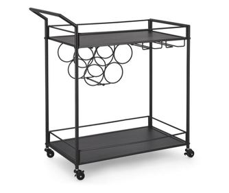 Kiszolgáló kocsi palack- és pohártartóval, Isaac, 74x38x81 cm