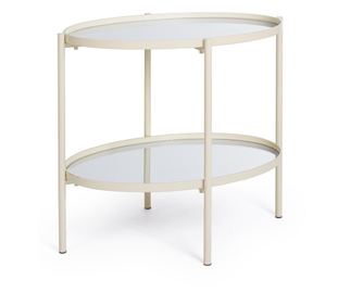 Stolik kawowy Jens Ivory ze stali i szkła 64x44x55,5 cm