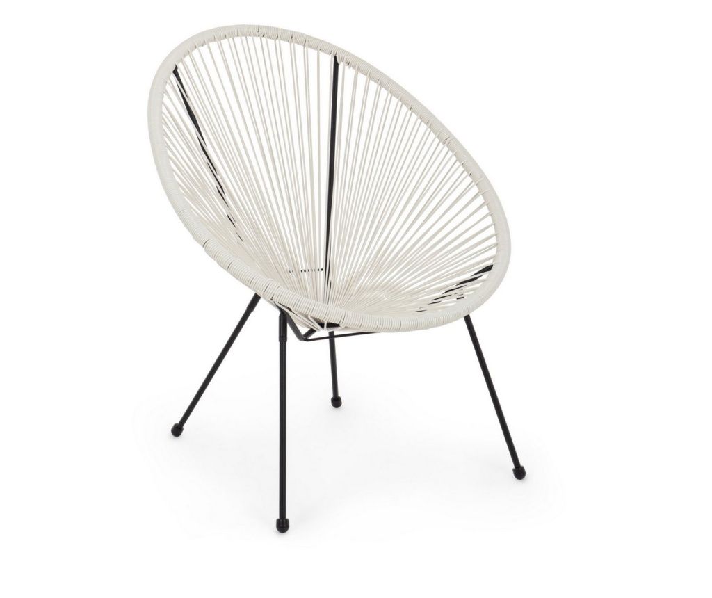 4 darabos Parker fekete acél és fehér szövet karosszék szett 72x78x89 cm