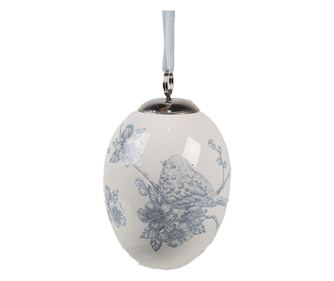 Set od 3 bijela i plava keramička ukrasna uskrsna jaja 6x8 cm