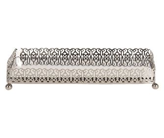 Tava decorativa metal argintiu oglinda 20x10x3 cm