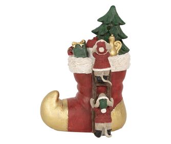 Többszínű műgyanta karácsonyi dekoráció LED-del 14x10x19 cm