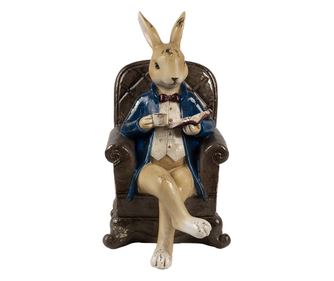 Večbarvna figurica velikonočnega zajčka iz poliresina 12x10x18 cm