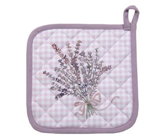Servet termic bucatarie bumbac alb mov Lavanda 20x20 cm