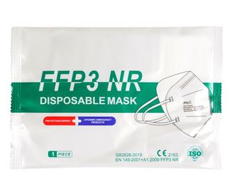 Σετ 3 μάσκες FFP3, διήθηση BFE ≥98%, συμβατό με CE, κάθε μάσκα συσκευάζεται ξεχωριστά