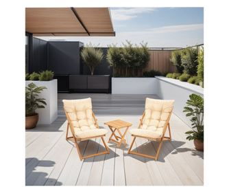 Set de mese și scaune de grădină (3 piese), culoare crem maro, MY005