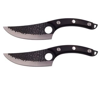 Komplet dveh mesarskih nožev IdeallStore, ročno delo, Huang Cook, 27,5 cm, črn, usnjen etui