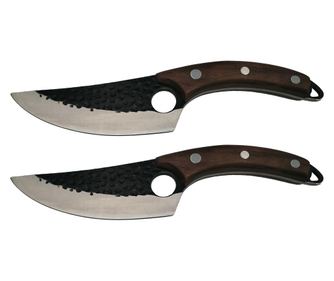 Komplet dveh mesarskih nožev IdeallStore, ročno izdelan, Fine Cook, 27,5 cm, rjav, priložen usnjeni etui