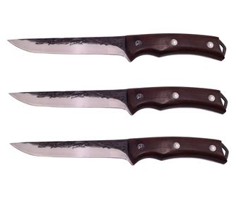 Komplet treh mesarskih nožev IdeallStore, ročno delo, Hunter Swish, 27,5 cm, rjava, usnjena torbica
