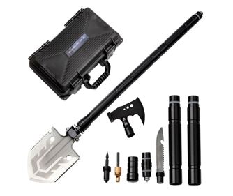 IdeallStore® sklopiva lopata, High Class, crna, 73 cm, nehrđajući čelik, torba za nošenje uključena