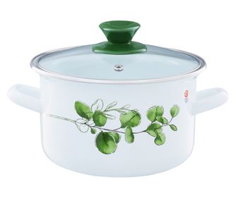 Oala email cu capac 16cm, 2L, eucalipt, EMALIA OLKUSZ