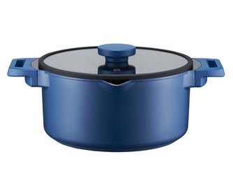 Oala cu capac AMBITION Cobalt, 24cm, 4.7L, invelis Qualum Ceramic