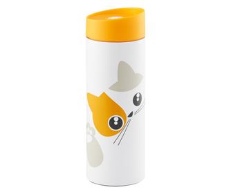 Cana termos AMBITION Kitty, 340ml, inox, portocaliu, model pisica