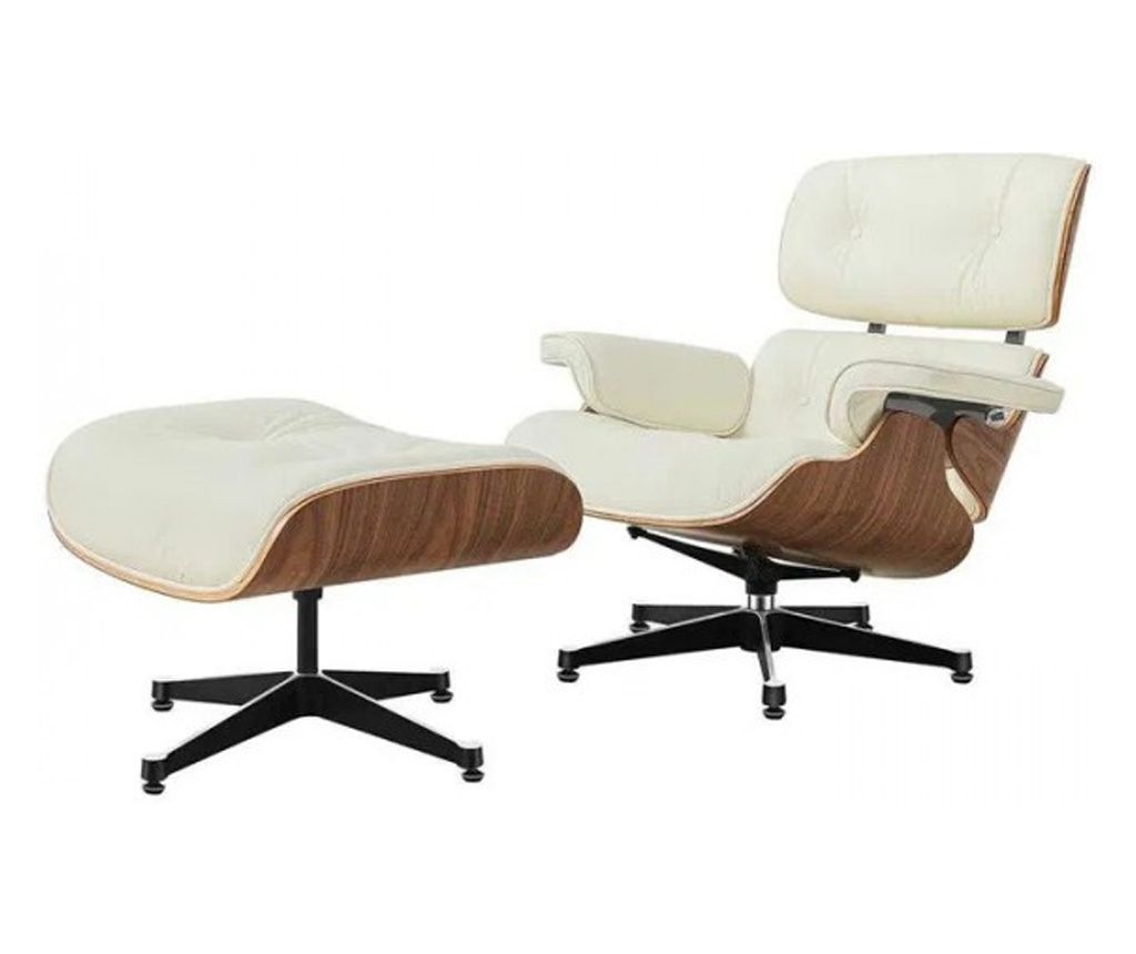High-End Eames Lounge Chair with Walnut Wood Ottoman