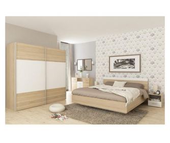 Set complet dormitor (pat 160x200 cm), stejar, sonoma/alb GABRIELA NEW
