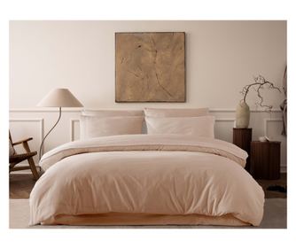Dvojni komplet posteljnine, Majoli Bahar Home Collection, 100% bombaž z čipkasto vezenino, 4 kosi (prevleka za odejo 200x220 cm,