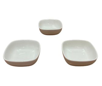 Excellent Houseware Порцеланови купи за сервиране, комплект от 3 броя, бял, 10x4 см