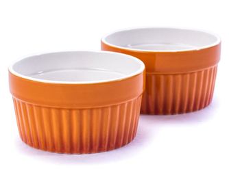 Set 2 ramekini Excellent Houseware, portelan, 11x5 cm, portocaliu/alb