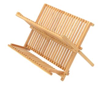 Στεγνωτήρας πιάτων αναδιπλούμενος Koopman Excellent Houseware, μπαμπού, 42x35x38 εκ., καφέ
