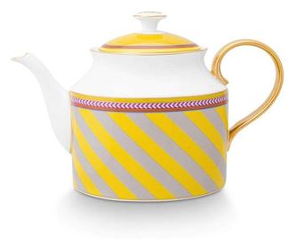 Čajnik od porculana, Pip Studio, Stripes Yellow, 1.8l, kolekcija Pip Chique