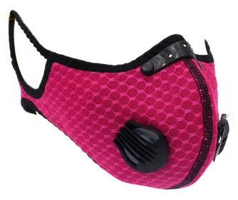 Masca Sport 2Valve, cu Filtru de Carbon, Roz