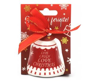 Декоративно звънче „LIVE LAUGH LOVE CHRISTMAS"