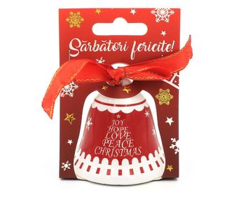 Декоративно звънче „JOY HOPE LOVE PEACE CHRISTMAS"
