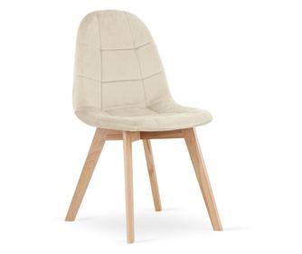 Καρέκλα Τραπεζαρίας Valora NUUC Μπεζ Βελούδο με Πόδια από Ξύλο Οξιάς x1