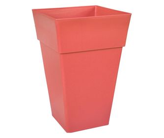 Ψηλή Γλάστρα Baltimora με Πιατάκι, Κοραλί, 64 Λίτρα, 40 x 40 x 63 εκ.