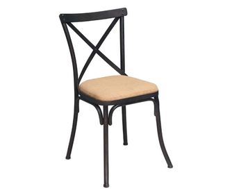 Scaun dining negru din metal si textil Lorraine