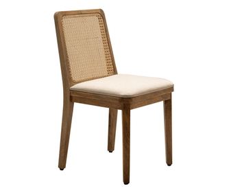 Scaun dining bej din rattan si bumbac Pablo