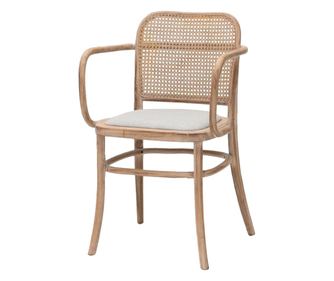 Scaun dining bej din rattan si panza Bruno
