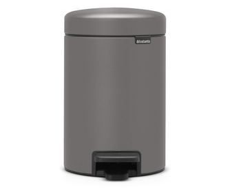 Кош за боклук с педал Brabantia NewIcon 1001096, 3 л, Плавно затваряне, Противоплъзгаща основа, Минерално покритие, Сив