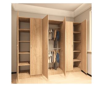 Dulap Haine cu 6 usi, L240 x H200 x A50cm, Material Pal18mm, Culoare Stejar Sonoma
