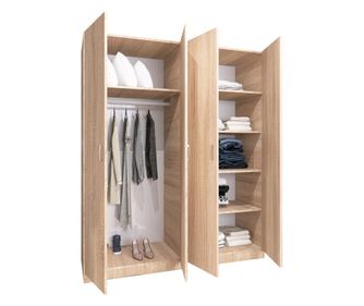 Dulap Haine cu 4 usi, L140 x H200 x A50cm, Material Pal18mm, Culoare Stejar Sonoma