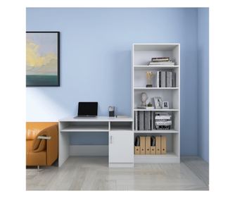 Set Birou Alex cu Biblioteca SKY, Culoare Alb, Material Pal 18mm