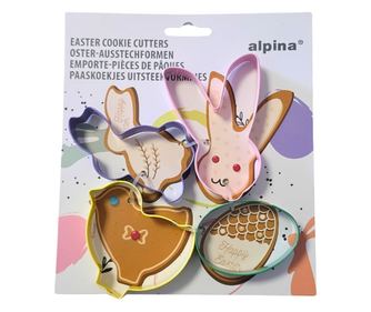 4 darabos fém süteményforma szett, nyuszi minta, Alpina