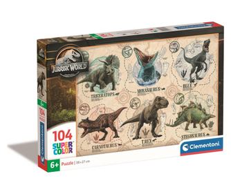 Jurassic World 104db-os Super Color Puzzle - Lányoknak és Fiúknak, 9 éves kortól