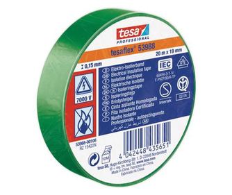 Tesa (53988-00106-00) Szigetelőszalag Professional Zöld (H x Sz) 20 m x 19 mm 1 db