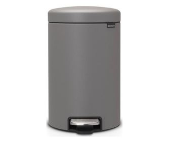 Кош за боклук с педал Brabantia NewIcon 1001090, 12 л, Плавно затваряне, Противоплъзгаща основа, Минерално покритие, Сив