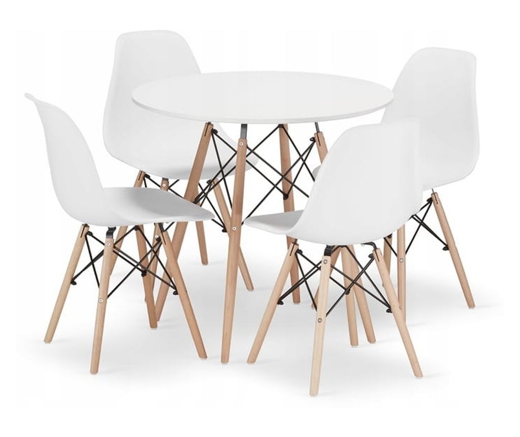 Valora étkezőgarnitúra | KOVA 80 cm-es fehér kerek asztal + 4 db OSAKA fehér szék