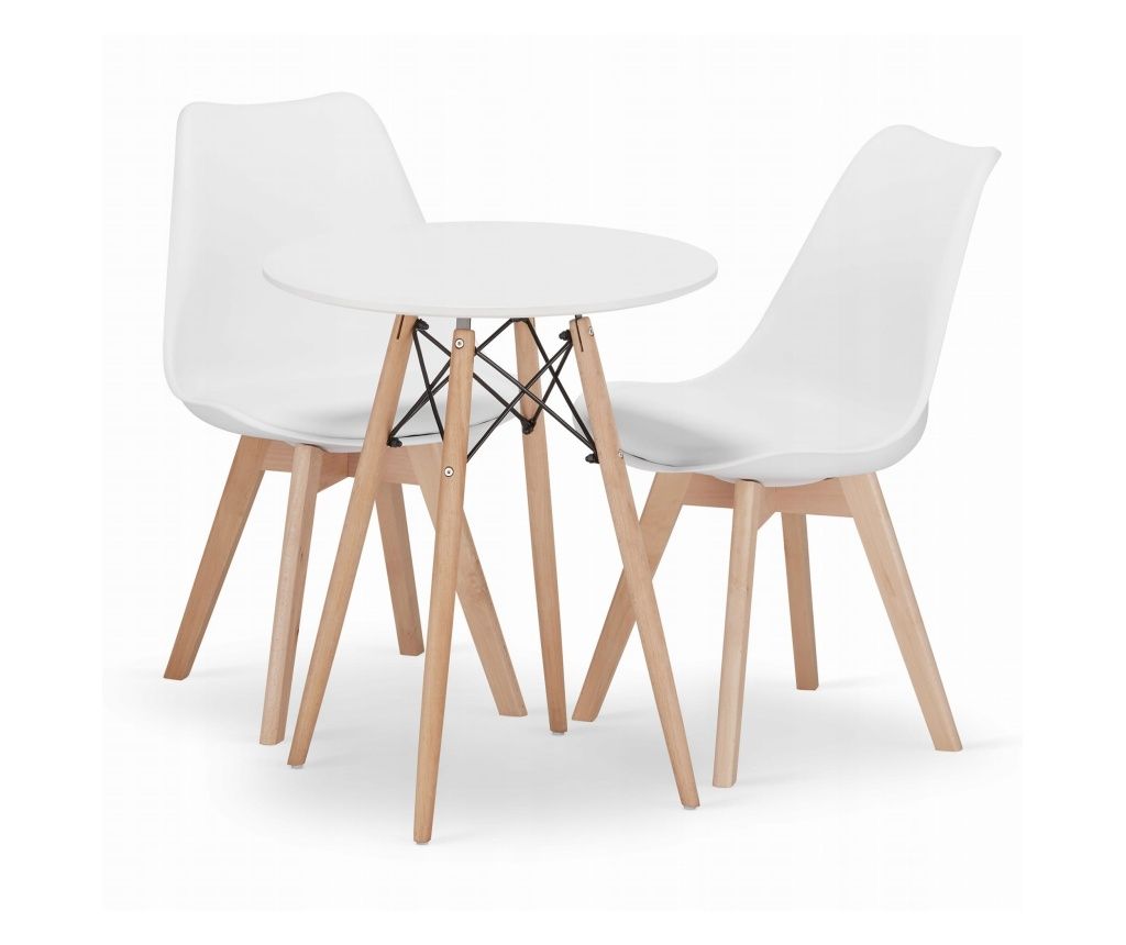 Valora KOVA Kerek Asztal Ø60 Fehér + 2 RIKX Fehér Szék